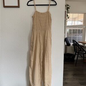 Universal Thread Tan Smocked Jumpsuit